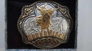Crumrine Western Belt Buckle Bull Rider Rodeo Roughstock Gold Silver C08669 - Picture 1 of 3