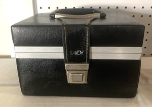 Vintage 1970-80s Savoy 8 Track Tape Case Carrier Black Faux Leather W 12 Tapes - Picture 1 of 15