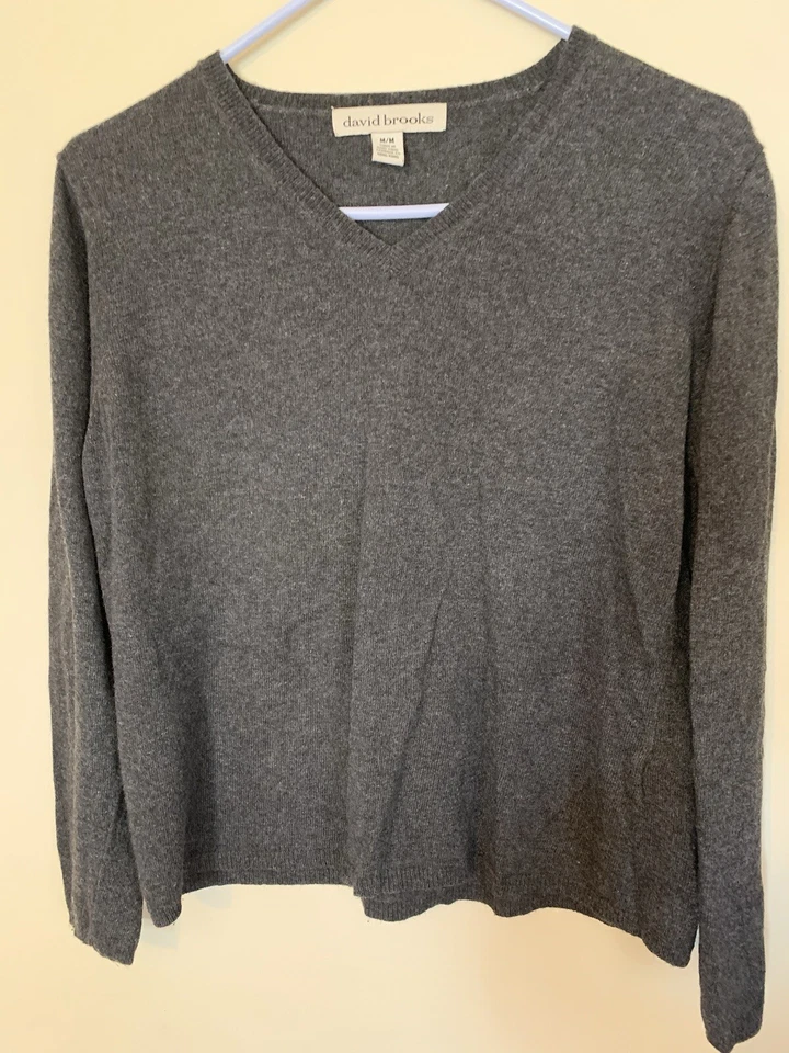 Suéter David Brooks Talla M Gris Cuello en V Manga Larga Ligero Foto 1 de 4