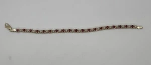 Estate 10K Yellow Gold Natural Ruby & Diamond 6.5" Tennis Bracelet Tw 6.6gr - Picture 1 of 11