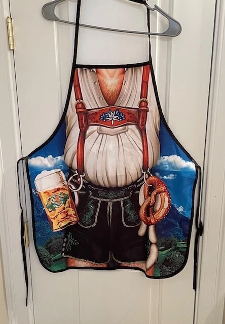 Spaten Alemán Oktoberfest Lederhosen Cerveza Pretzel Hombre Graso Delantal Cocina REGALO MORDAZA Foto 1 de 1