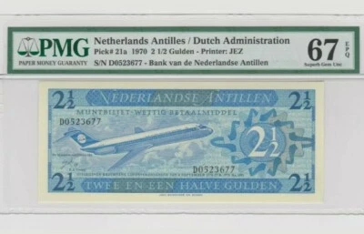1970 Netherlands Antilles 2 1/2 Gulden PMG67 EPQ SUPERB GEM UNC @P-21a - Image 1 of 2
