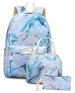 Teen Girls School Backpack Kids Bookbag Set with Lunch Box Pencil Blue-white - Picture 1 of 7