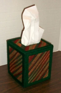 NEW Unique Handmade Square Tissue Box Cover Holder Painted Desert Browns Green - Picture 1 of 3