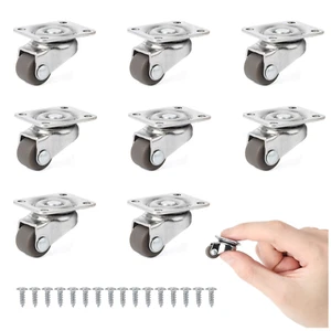 8-Pack 1/2-Inch Mini Swivel Caster Wheels for Light-Duty Furniture and Appliance - Picture 1 of 12