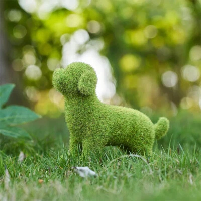 Courtyard Cute Dog Statues Grass Green Flocking Puppy Moss Cat Garden Decoration - image 1 of 4
