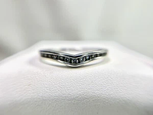 Vintage Estate 14k White Gold Round Brilliant Diamond Curved Wedding Band Ring - Picture 1 of 6