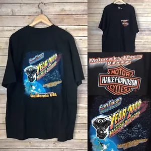 Harley Davidson Men's Black San Diego California Millennium 2000 T-shirt XL EXC - Picture 1 of 8