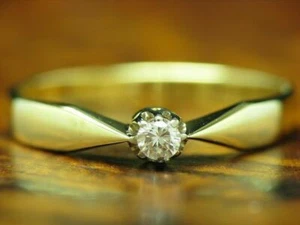 14kt 585 Bicolour Gold Ring With Brilliant Solitaire Decorations/Diamond/1,9g/ - Picture 1 of 6