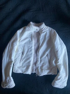 Theory White Shearling Lined Moto Jacket Small - Picture 1 of 16