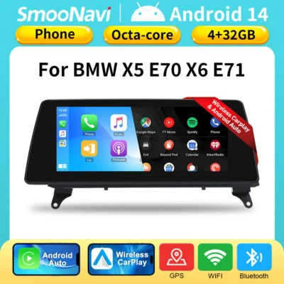 10.25" Carplay Android DAB Radio Car Stereo Android14 For BMW X5 E70 X6 E71 CIC - Bild 1 von 4