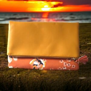 Rachel Pally Clutch Zahara Folding Floral Envelope Orange Blossom Vegan Leather 