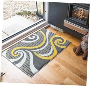 Modern Area Rug Swirls Carpet Bedroom Living Room Contemporary 2x3 Yellow - Picture 1 of 5