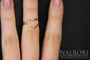 Anello cuore Argento 925 placcato oro giallo regolabile donna falange aperto - Foto 1 di 6