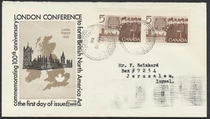 1966 #448 London Conference FDC, Pair, Harford Cachet, Winnipeg to Israel - Bild 1 von 2