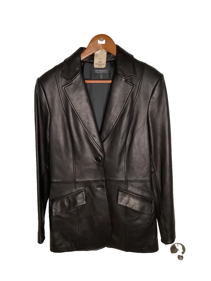 Chaqueta de cuero Nordstrom negra talla 12 de colección - Blazer clásico - suave como la mantequilla Foto 1 de 4