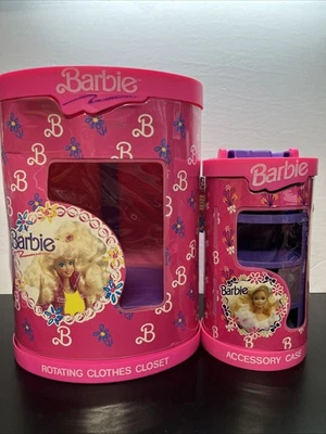 Armario de ropa giratorio Barbie 1991 vintage y estuche de accesorios incompleto R2 Foto 1 de 4