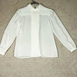 Vintage Weathervane Bluse Damen Größe 6 weiß transparent Langarm Knopfleiste hinten - Bild 1 von 9