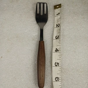 Vintage Danish Stainless Steel & Wood Slotted Spatula 6" Long Denmark - Picture 1 of 4
