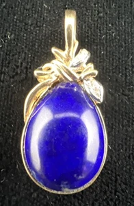 14k Gelbgold Lapis & Diamant Anhänger/Verstärker - Bild 1 von 7