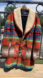 Pendleton Red Tribal Jacket, Long Length with Buttons, Timeless Southwestern - Picture 1 of 10