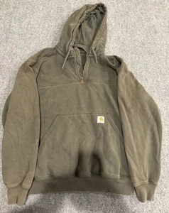 Carhartt Hoodie Mems L Green Rain Defender Paxton 1/4 Zip Heavyweight KE9 - Picture 1 of 6