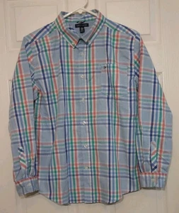 Camicia Tommy Hilfiger ragazzo a quadri maniche lunghe blu/verde 100% cotone taglia XL 20 - Foto 1 di 14