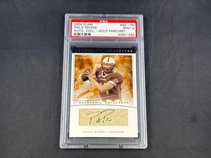 2004 FLAIR FOOTBALL PHILIP RIVERS ROOKIE GOLD PARCHMENT AUTO 13/25 PSA 9 MINT - Picture 1 of 2