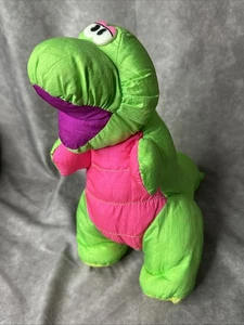 Dinosaurio Fisher Price verde neón rosa Dino-Roar 1992 Puffalump Squeeze Roar - Imagen 1 de 7