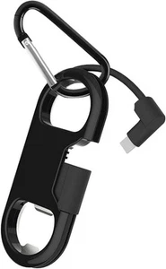 iPhone Charge Cable Short Keychain USB Opener Carabiner Portable Use - Picture 1 of 8