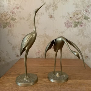De Colección Par MCM Latón Sólido Leonard Platero Pájaros Garza Grúa Escultura 12" - Imagen 1 de 7