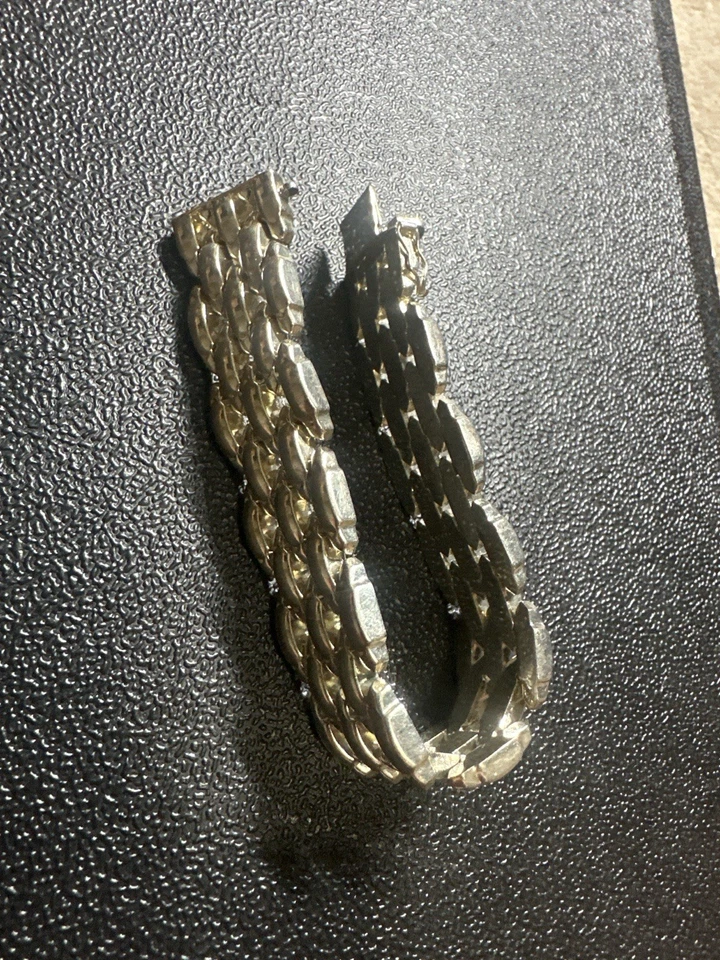 Taxco Mexico Sterling Silver 925 Panther Link Bracelet 7.5 Inches Long Box Clasp - Image 1 of 4