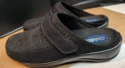 OrthoFeet~Zapatos 8 Anchos Negros~Durmientes Ortopédicos Mula Deslizables~Exterior~EXCELENTE Foto 1 de 4