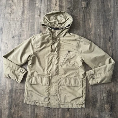 Abrigo Chaqueta con Capucha Cremallera Completa Forrado Jersey Azul Marino Antiguo Para Hombre Talla M Oliva Militar Foto 1 de 4