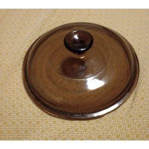 Tapa de repuesto de vidrio redonda vintage Pyrex AV-25-C marrón ámbar 9'X9" - Imagen 1 de 3