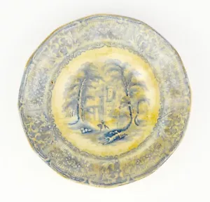 Antiguo plato inglés victoriano azul y blanco Geneva J Heath cerámica inglesa - Imagen 1 de 3