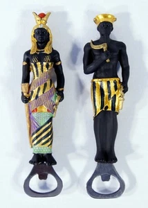 Apribottiglie Vino Birra African King Queen con Calamita Frigorifero (Set di 2) - Foto 1 di 3