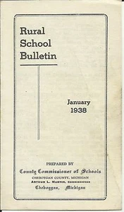 1938 BOLLETTINO SCUOLA RURALE Contea di Cheboygan Michigan quattro pagine - Foto 1 di 2