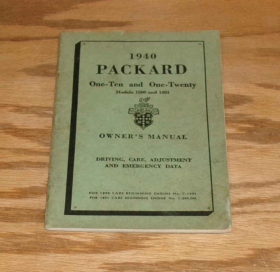 Packard One-Ten & One-Twenty 1940 original 1800 y 1801 manual del operador del propietario Foto 1 de 1