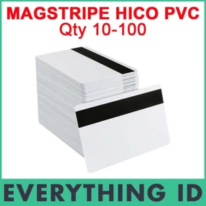 MAGNETIC STRIPE PVC HiCo CARDS ID BLANK WHITE CR80 30mil SWIPE STRIP PREMIUM - Picture 1 of 2