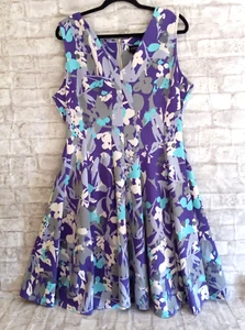Lane Bryant Fit Flare Kleid 16 lila Blumen zeitlos klassisch Sommer Party - Bild 1 von 8