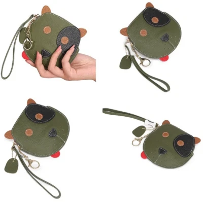 Cuero Genuino Animales Hecho a Mano Lindo Perro con Cola Monedero Bolsa Llave Cartera Foto 1 de 4