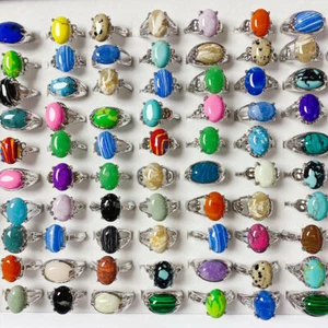 35pcs Wholesale Lots Mixed Color Turquoise Jewelry Alloy Women Rings - Picture 1 of 7