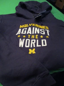 NEW University Michigan Wolverines "AGAINST THE WORLD" HOODED SWEATSHIRT NAVY 5X - Picture 1 of 2