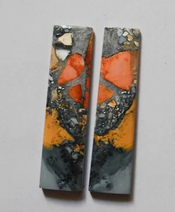 42.60 Cts Natural Maligano Jasper Cabochon Matching Pair Gemstone 44.5X11.6MM - Picture 1 of 3