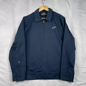 Vintage Alpinestars Station Jacket Mens Large L Blue Logo Embroidered Full Zip - Picture 1 of 9