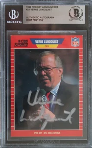 Verne Lundquist CBS Announcer Broadcaster Autograph 1989 Pro Set Signed #21 BAS - Picture 1 of 4