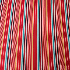 Beach Baby BTY 1930's Retro Vintage Feedsack White Red Yellow Blue Stripe - Picture 1 of 3