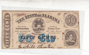 United States 1863 50 cent Civil War note from the state of Alabama - Picture 1 of 2