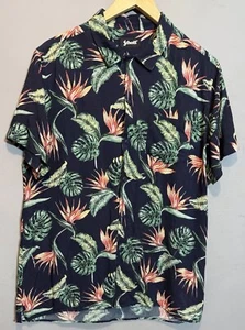 Schott NYC Hemd Herren schwarz-grün Blumenmuster tropische Baumwolle Medium - Bild 1 von 10